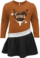 Texas Longhorns Baby Girls Burnt Orange All Hearts Short Sleeve Dress