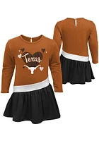 Texas Longhorns Baby Girls Burnt Orange All Hearts Short Sleeve Dress