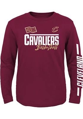 Cleveland Cavaliers Youth Maroon Race Time Long Sleeve T-Shirt