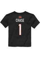 Ja'Marr Chase Cincinnati Bengals Toddler Black Name and Number Short Sleeve Player T Shirt