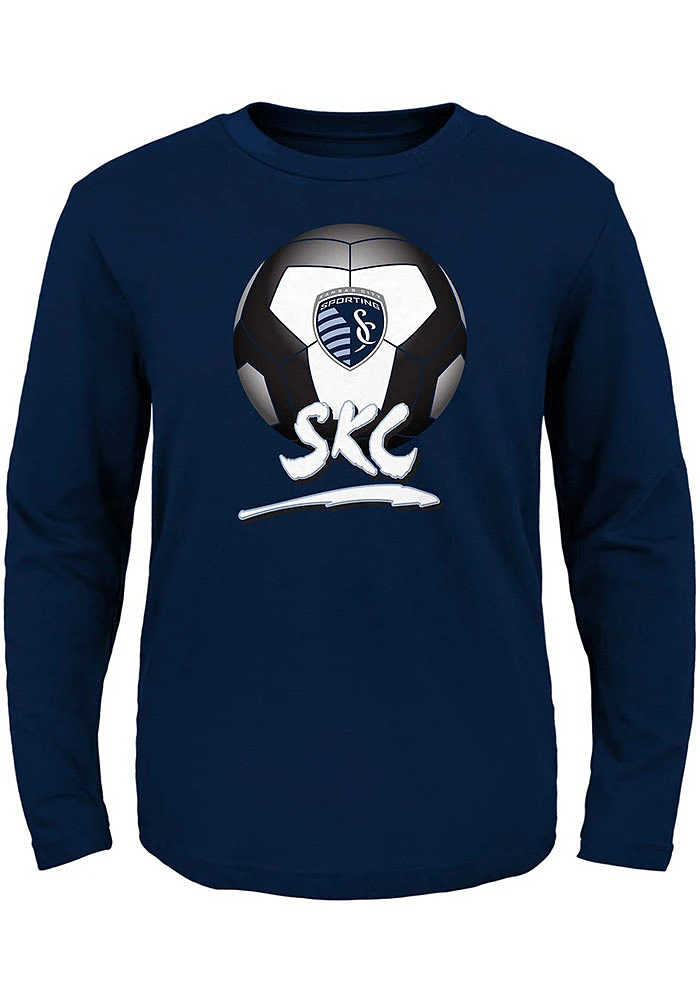 Sporting Kansas City Boys Navy Blue Slogan Ball Long Sleeve T-Shirt