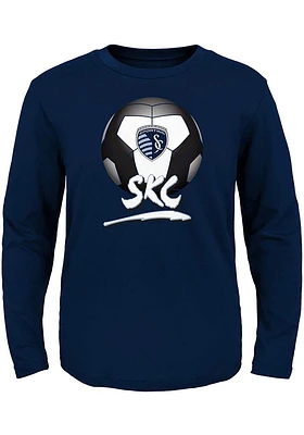 Sporting Kansas City Boys Navy Blue Slogan Ball Long Sleeve T-Shirt