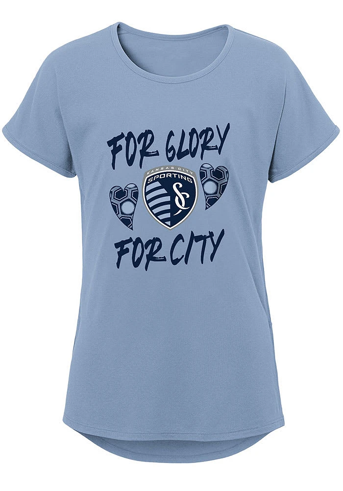 Sporting Kansas City Girls Light Blue Love The Slogan Short Sleeve Tee