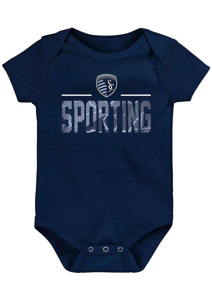 Sporting Kansas City Baby Navy Blue Wordmark Short Sleeve One Piece