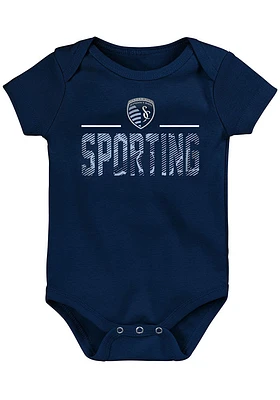Sporting Kansas City Baby Navy Blue Wordmark Short Sleeve One Piece