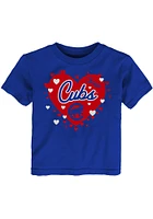 Chicago Cubs Girls Blue Bubble Hearts Short Sleeve T-Shirt