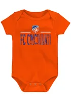 FC Cincinnati Baby Orange Wordmark Design Short Sleeve One Piece