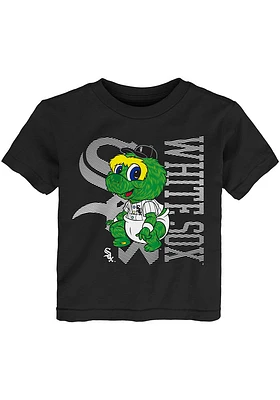 Southpaw  Outer Stuff Chicago White Sox Toddler Black Baby Mascot 2.0 Short Sleeve T-Shirt