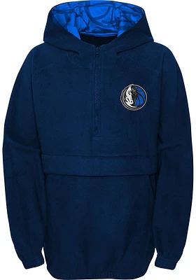 Dallas Mavericks Boys Navy Blue Paint The Court Hooded Long Sleeve Qtr Zip