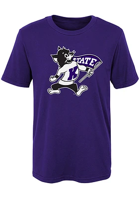 K-State Wildcats Boys Purple Standing Mascot Short Sleeve T-Shirt