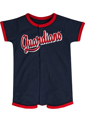 Cleveland Guardians Baby Navy Blue Hit Power Short Sleeve One Piece