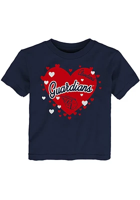 Cleveland Guardians Infant Girls Bubble Hearts Short Sleeve T-Shirt Navy Blue