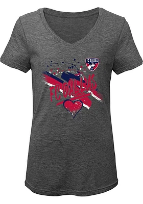FC Dallas Girls Grey Slogan Swag Short Sleeve Fashion T-Shirt