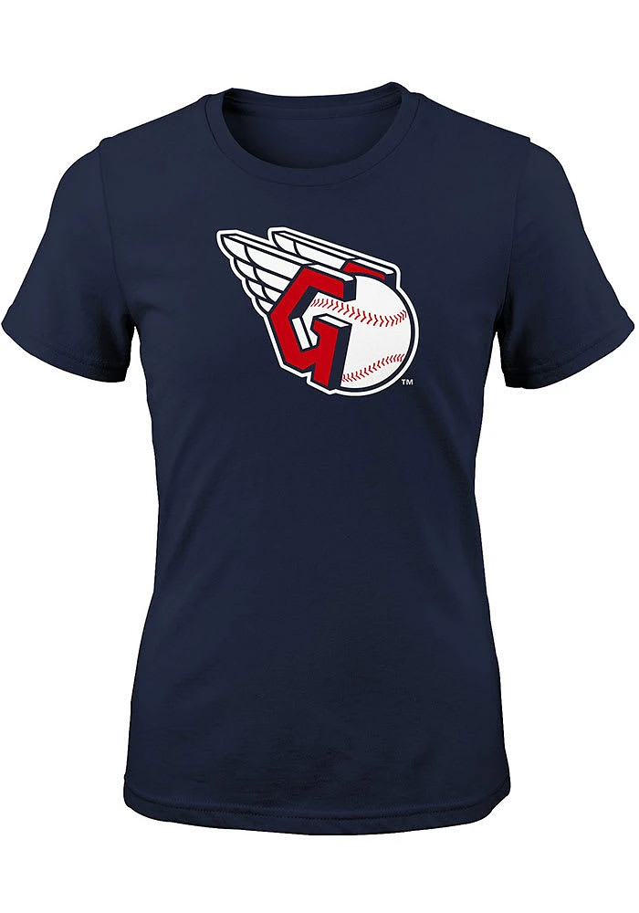 Cleveland Guardians Girls Navy Blue Primary Logo Short Sleeve Tee