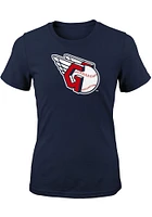 Cleveland Guardians Girls Navy Blue Primary Logo Short Sleeve Tee