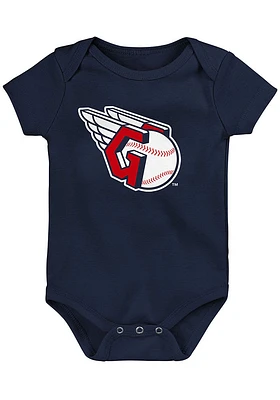 Cleveland Guardians Baby Navy Blue Main Mark Short Sleeve One Piece