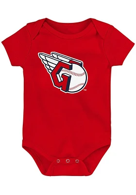 Cleveland Guardians Baby Red Main Logo Short Sleeve One Piece