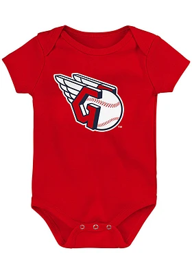 Cleveland Guardians Baby Red Primary Logo Short Sleeve One Piece