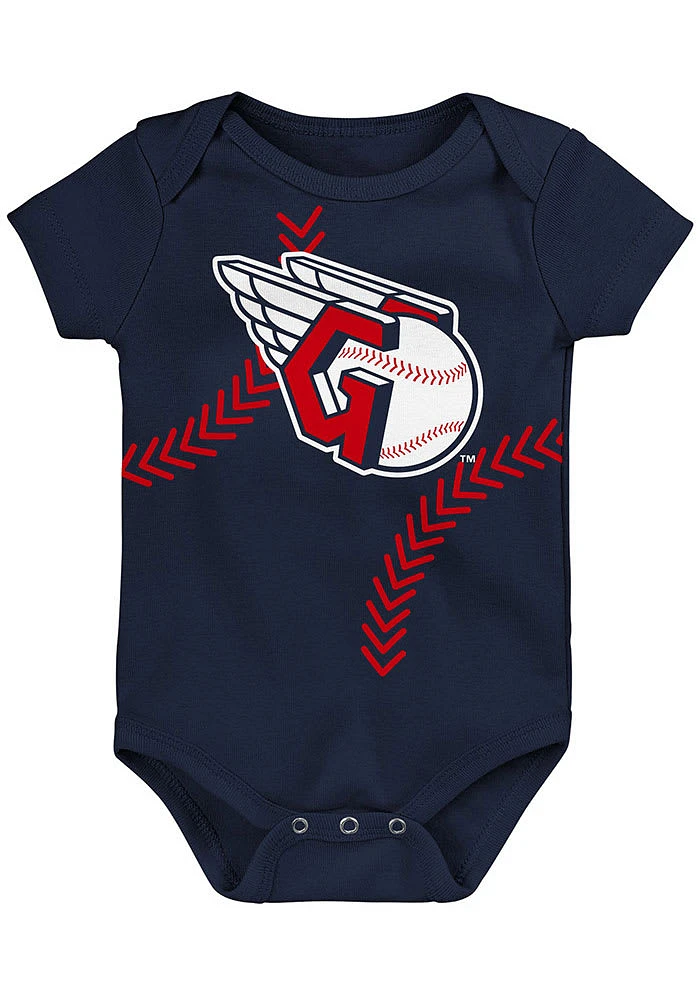 Cleveland Guardians Baby Navy Blue Primary Logo Short Sleeve One Piece