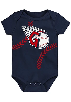 Cleveland Guardians Baby Navy Blue Primary Logo Short Sleeve One Piece
