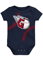 Cleveland Guardians Baby Navy Blue Primary Logo Short Sleeve One Piece