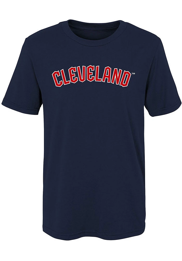 Cleveland Guardians Boys Navy Blue Wordmark Short Sleeve T-Shirt