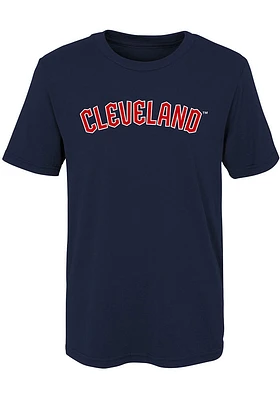 Cleveland Guardians Boys Navy Blue Wordmark Short Sleeve T-Shirt