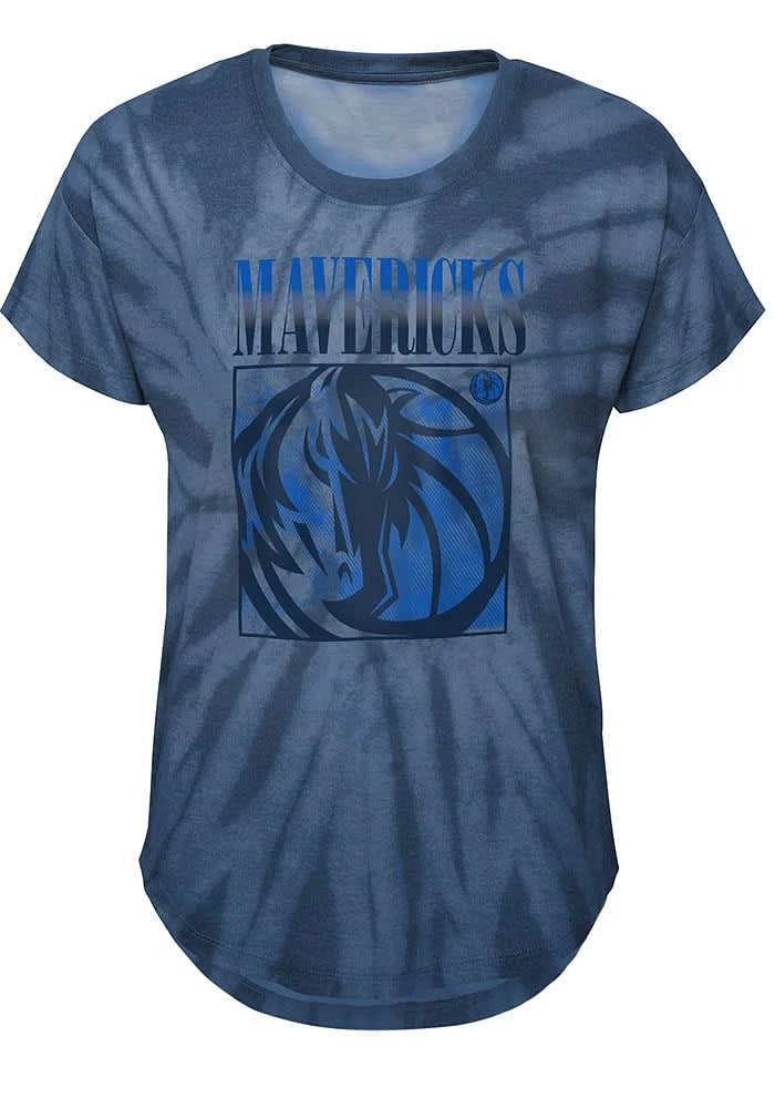 Dallas Mavericks Girls Navy Blue The Band Tie Dye Short Sleeve Fashion T-Shirt