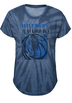 Dallas Mavericks Girls Navy Blue The Band Tie Dye Short Sleeve Fashion T-Shirt