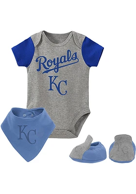 Kansas City Royals Baby Grey Lead Runner Set One Piece with Bib