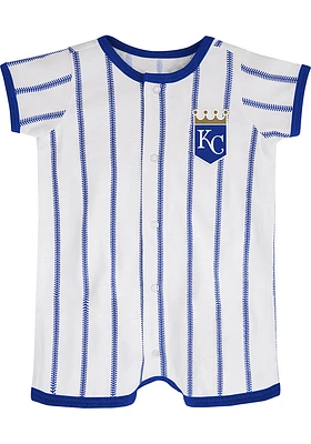 Kansas City Royals Baby White Power Hitter Pinstripe Short Sleeve One Piece
