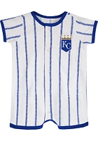 Kansas City Royals Baby White Power Hitter Pinstripe Short Sleeve One Piece