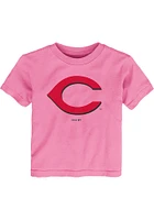 Cincinnati Reds Toddler Pink Primary Logo Short Sleeve T-Shirt