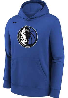 Nike Dallas Mavericks Boys Blue Fleece Pullover Essential Long Sleeve Hooded Sweatshirt