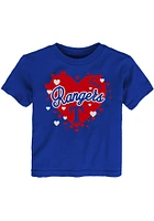 Texas Rangers Infant Girls Bubble Hearts Short Sleeve T-Shirt Blue