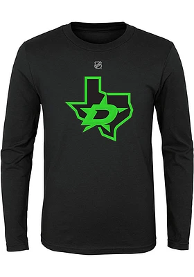 Dallas Stars Youth Black Neon Logo Long Sleeve T-Shirt