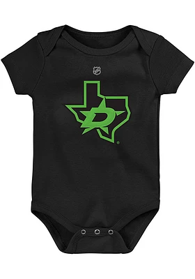 Dallas Stars Baby Black Neon Logo Short Sleeve One Piece