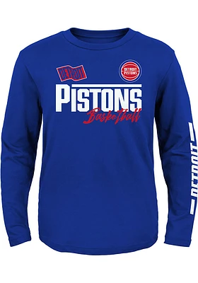 Detroit Pistons Youth Blue Race Time Long Sleeve T-Shirt