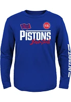 Detroit Pistons Youth Blue Race Time Long Sleeve T-Shirt
