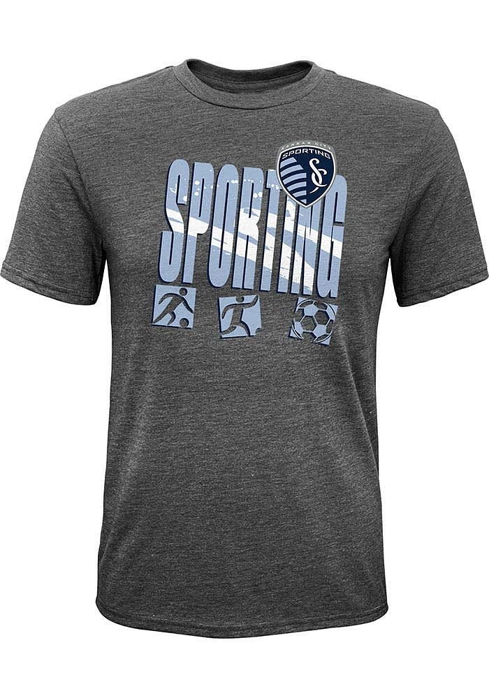 Sporting Kansas City Youth Grey Full Tilt Short Sleeve Fashion T-Shirt