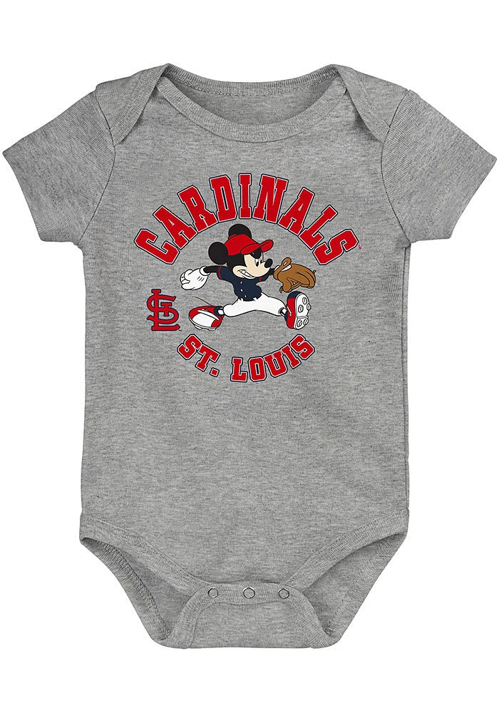 St Louis Cardinals Baby Grey Defender Short Sleeve One Piece