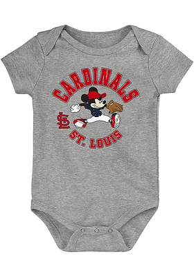 St Louis Cardinals Baby Grey Defender Short Sleeve One Piece