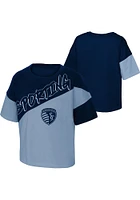Sporting Kansas City Girls Navy Blue Power Up Short Sleeve Fashion T-Shirt