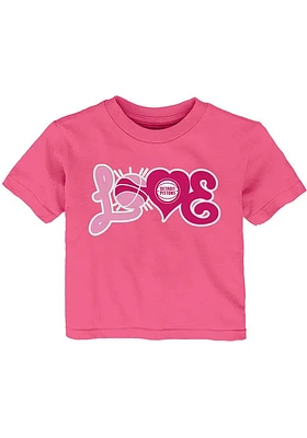 Detroit Pistons Infant Girls Love Basketball Short Sleeve T-Shirt Pink