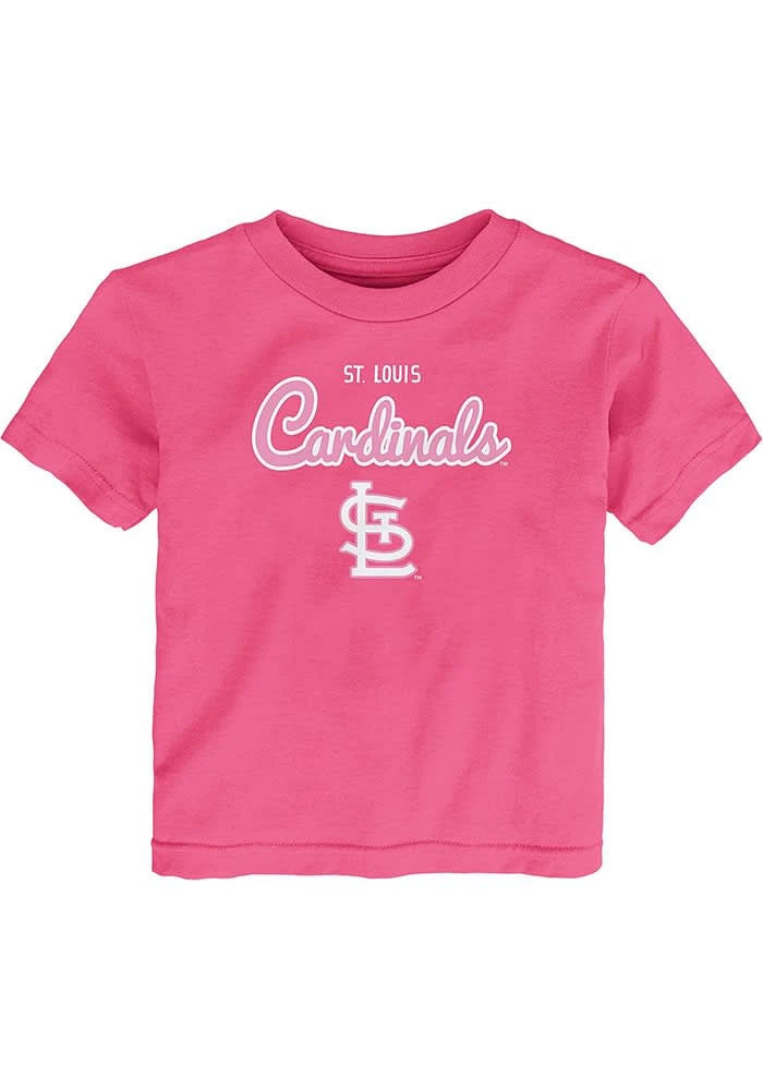 St Louis Cardinals Toddler Girls Pink Big Game Short Sleeve T-Shirt