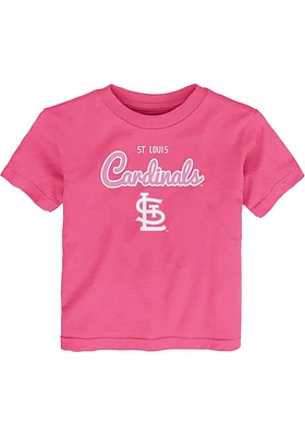 St Louis Cardinals Toddler Girls Pink Big Game Short Sleeve T-Shirt