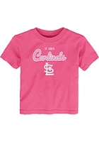 St Louis Cardinals Toddler Girls Pink Big Game Short Sleeve T-Shirt