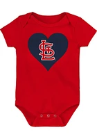 St Louis Cardinals Baby Red Heart Short Sleeve One Piece