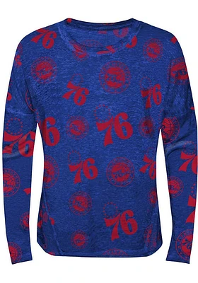 Philadelphia 76ers Girls Blue Back Action Long Sleeve T-shirt