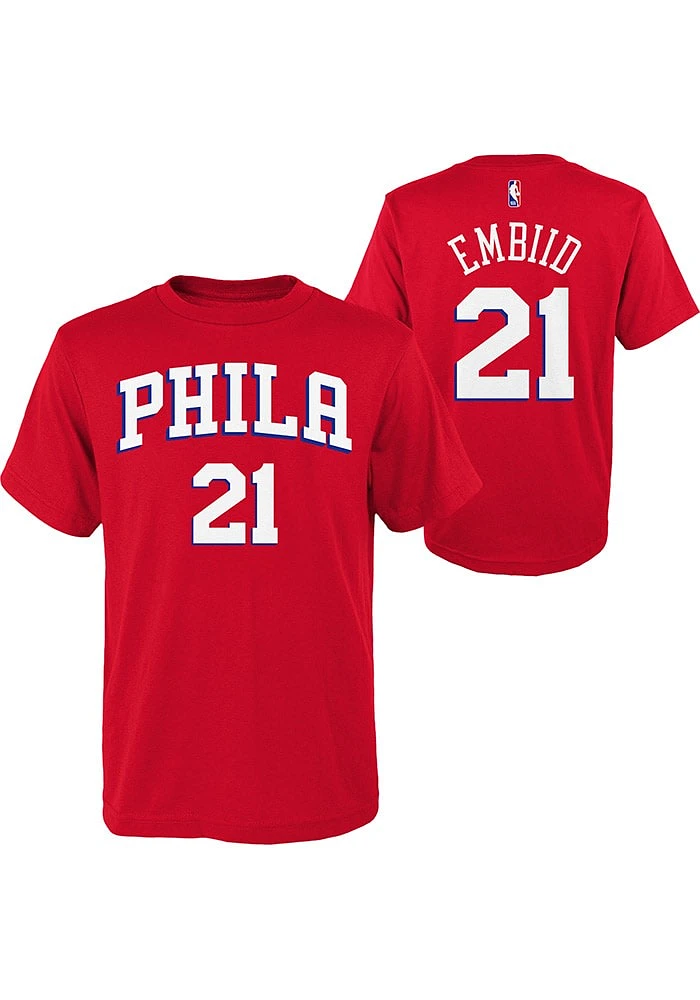 Joel Embiid Philadelphia 76ers Youth Red Flat NN Player Tee